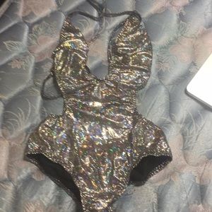 v slit, backless rave attire! Bikini material